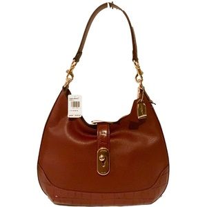 💐COACH F48636 💐WINE LEATHER EXOTIC MIX AMBER HOBO MSRP $428